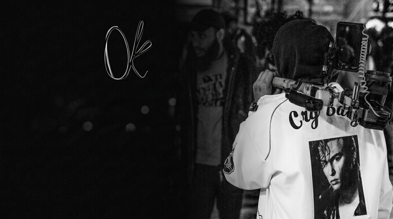 Original Kreations — black-and-white film set with the handwritten OK logo